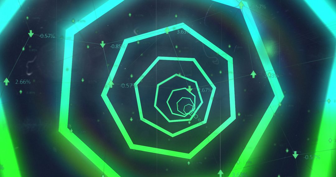 Neon Geometric Patterns with Falling Arrows