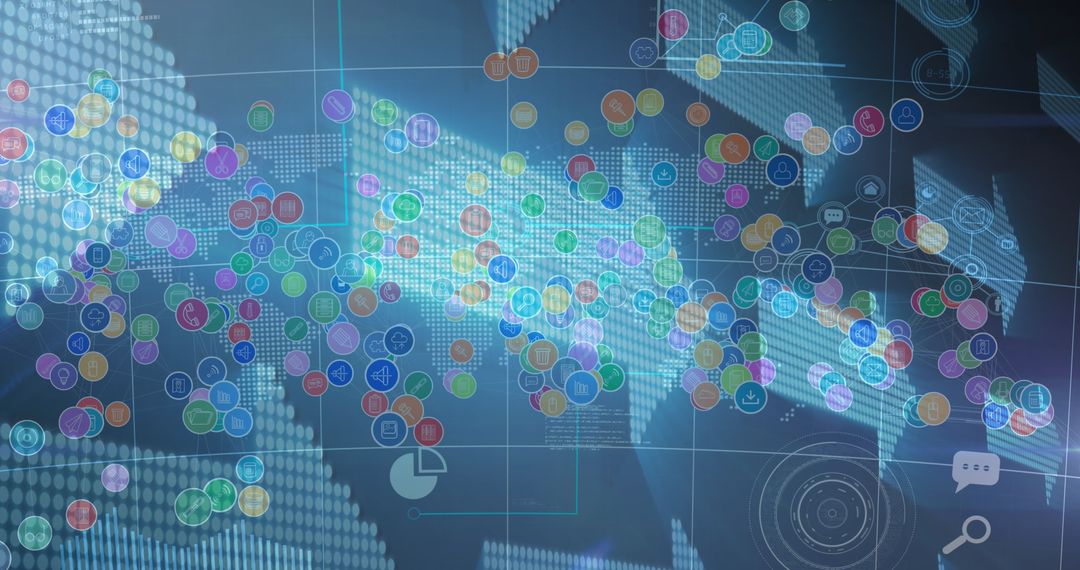 Colorful Digital Icons Communicating Global Connectivity