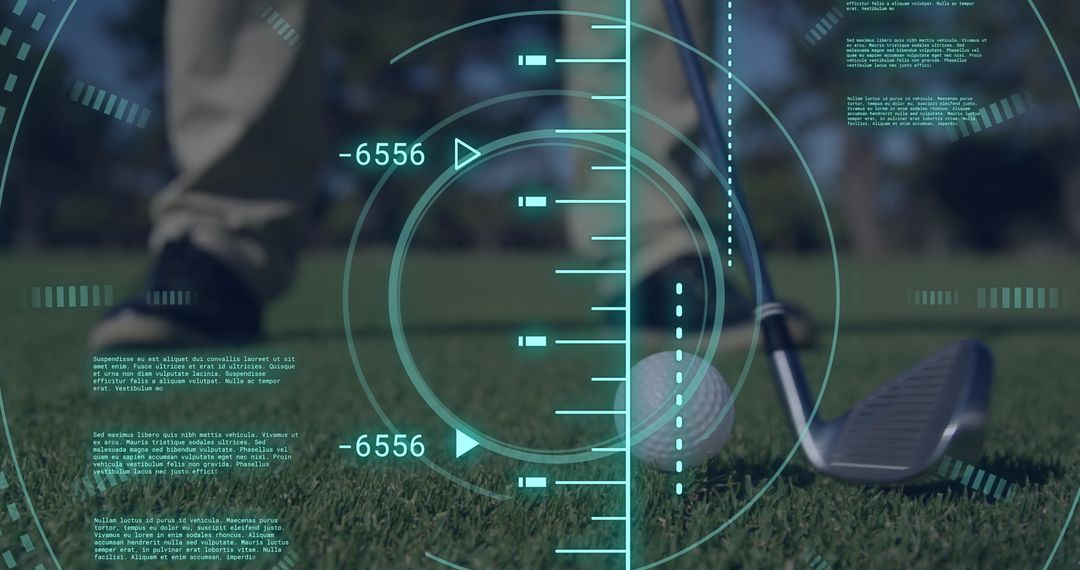 Golfer Analyzing Shot with Digital Overlay and Data Display - Free Images, Stock Photos and Pictures on Pikwizard.com