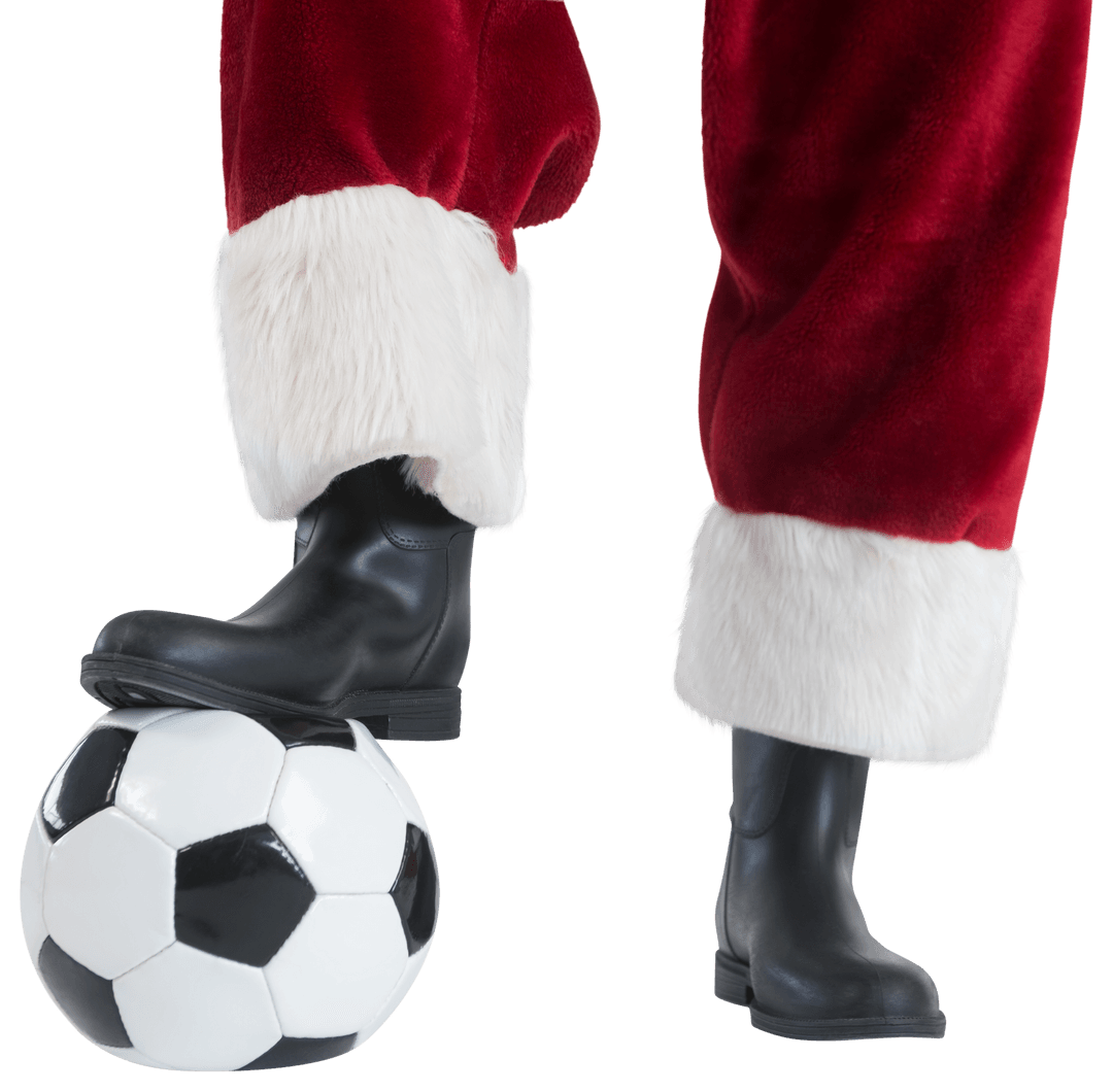 Santa Claus Playing Soccer Transparent Background