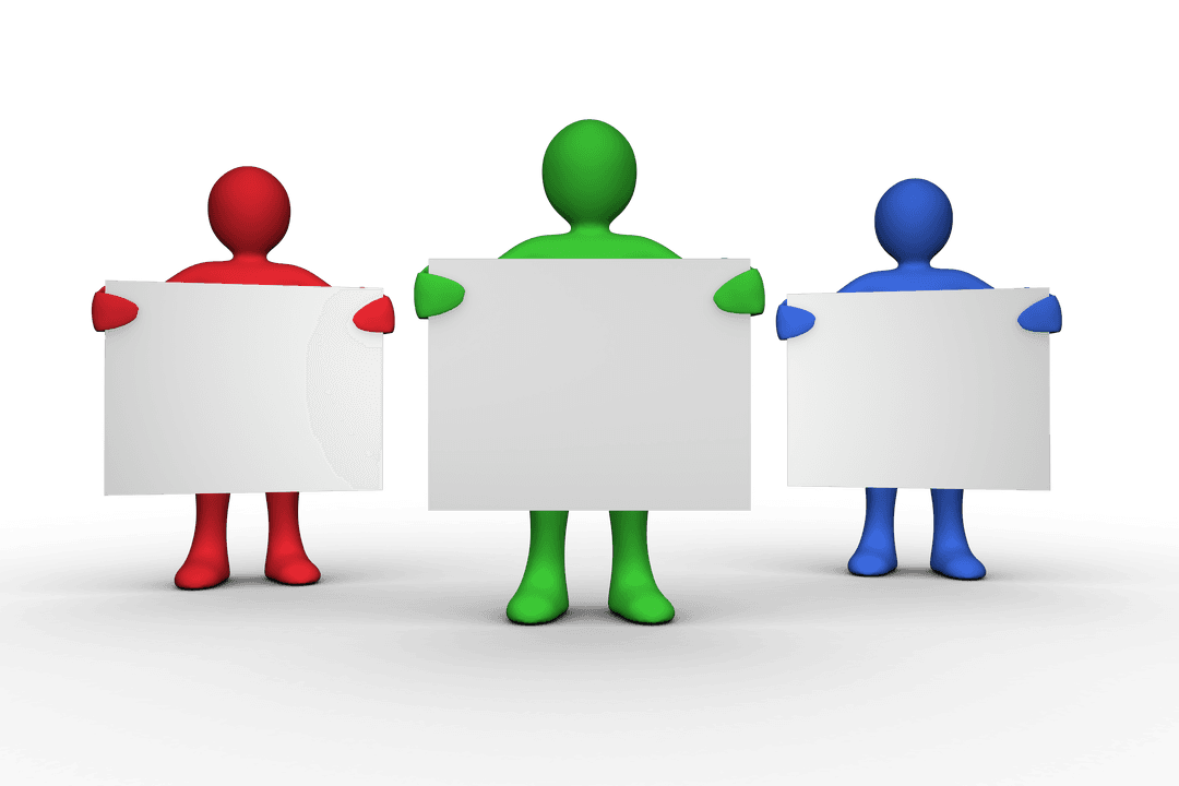 Colorful Characters Holding Transparent Billboards for Promotion