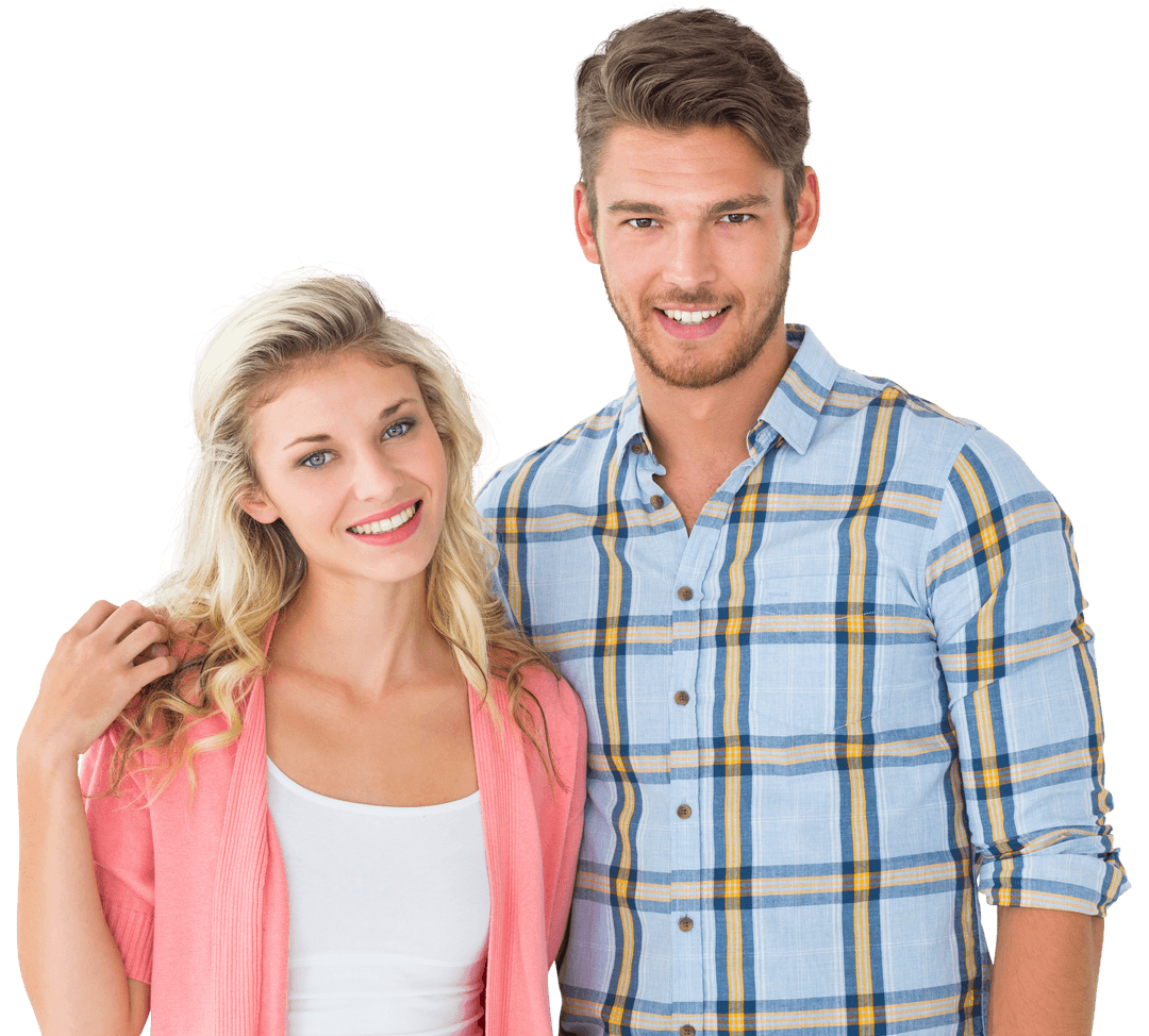 Transparent Smiling Couple Radiating Happiness and Joy