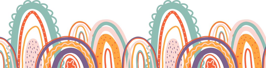 Colorful Rainbow Arches Pattern on Transparent Background
