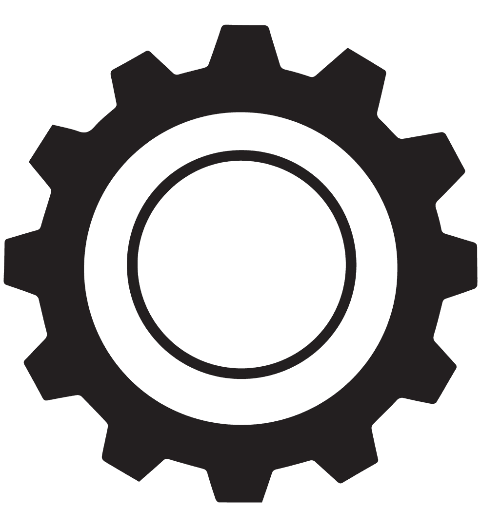 Black Cog Icon on Transparent Background for Industry Designs