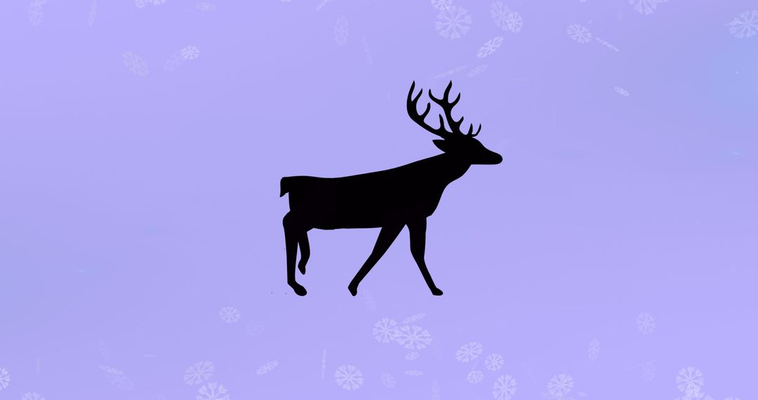 Reindeer Silhouette on Snowflake Patterned Purple Background - Free Images, Stock Photos and Pictures on Pikwizard.com