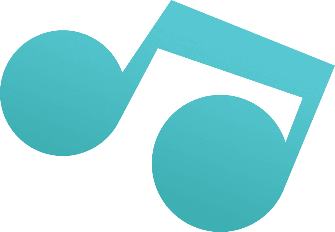 Minimalist Transparent Musical Notes Icon on Turquoise