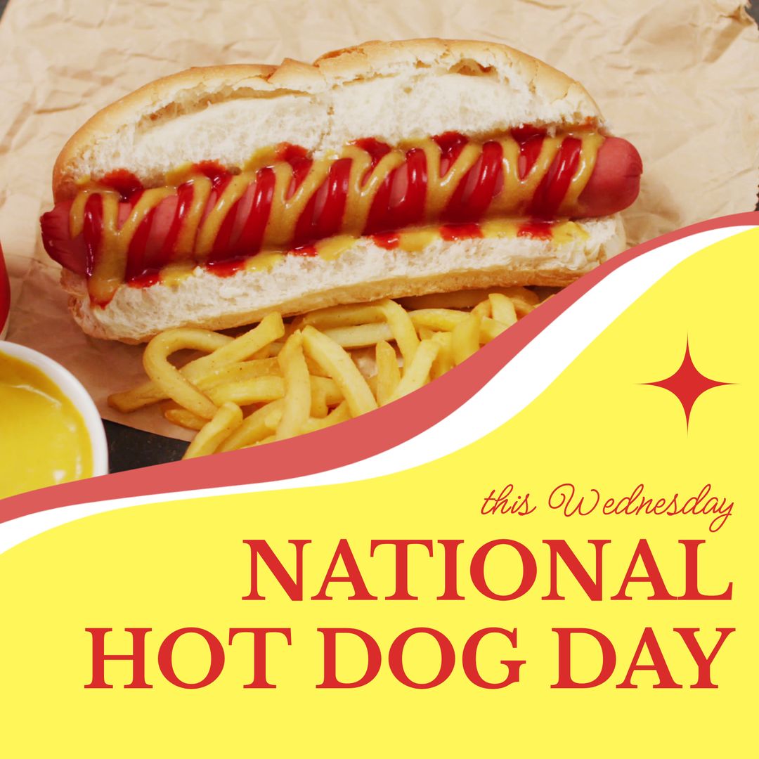 National Hot Dog Day Celebration with Classic Hot Dog and Fries - Download Free Stock Templates Pikwizard.com