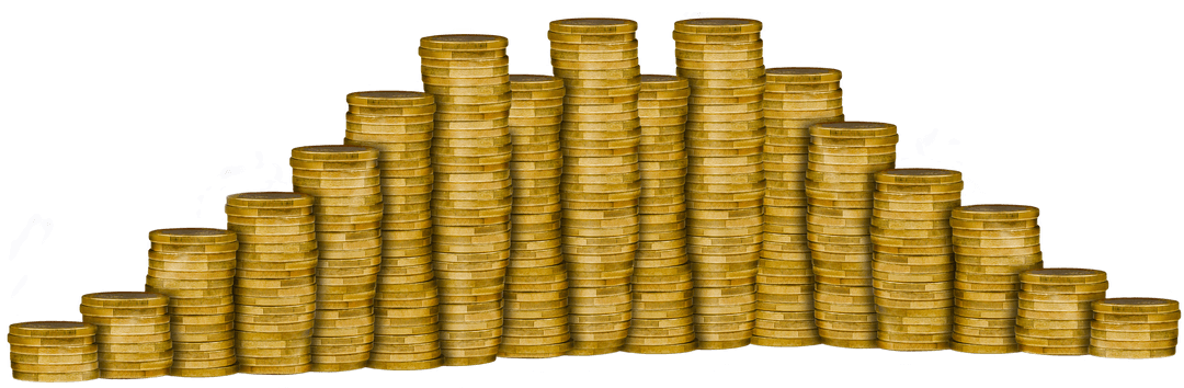 Stacks of Golden Coins Transparent Background PNG