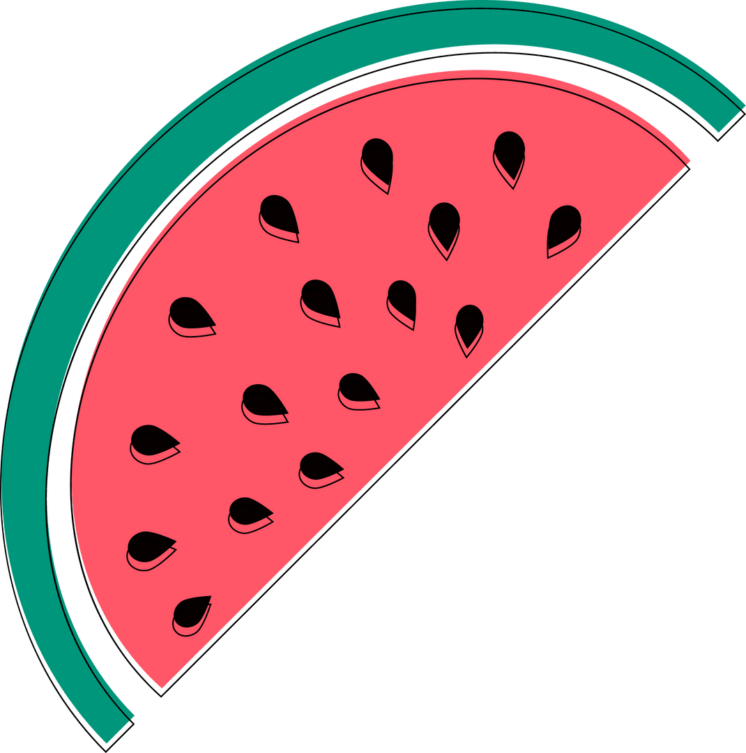 Bright Minimalist Watermelon Slice Icon on Transparent Background