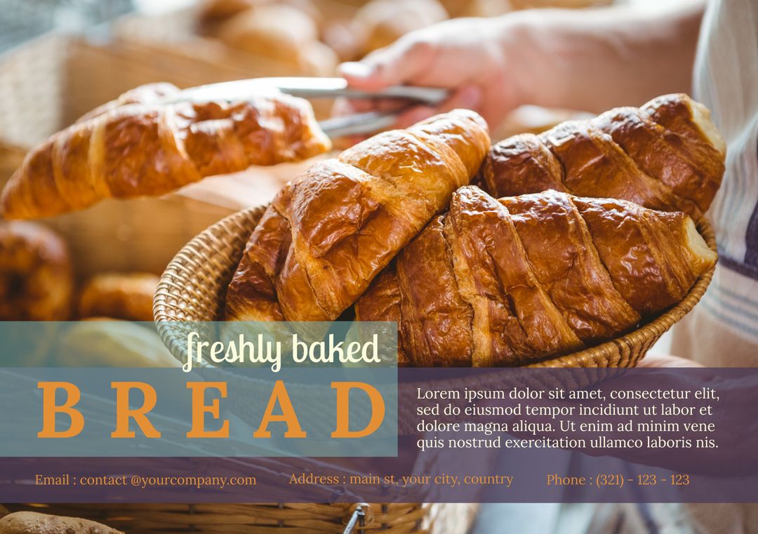 Freshly Baked Golden-Brown Croissants in Basket - Download Free Stock Templates Pikwizard.com