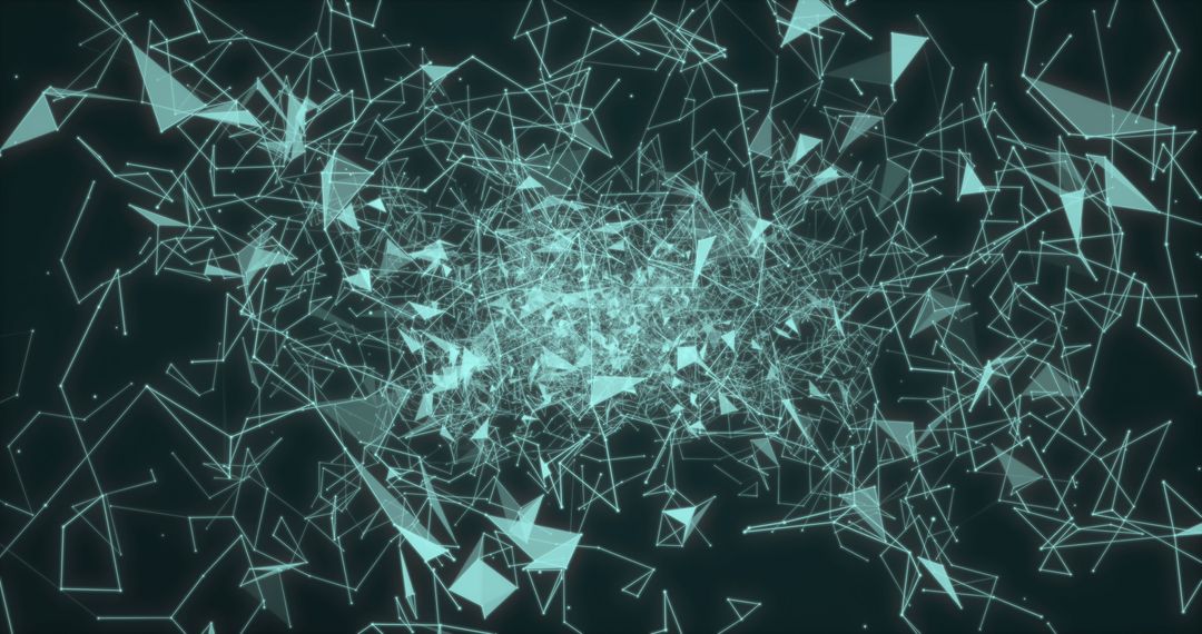 Digital Network with Glowing Polygonal Connections