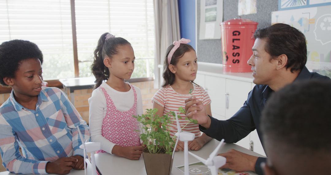 Teacher Explaining Renewable Energy to Diverse Group of Children - Free Images, Stock Photos and Pictures on Pikwizard.com