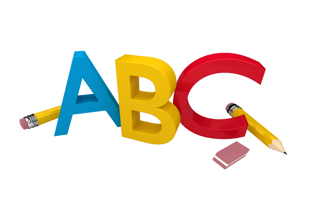 Transparent ABC Letters with Pencils Symbolizing Education Concept