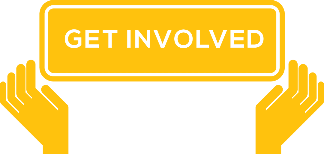 Hands Holding 'Get Involved' Sign on Transparent Background