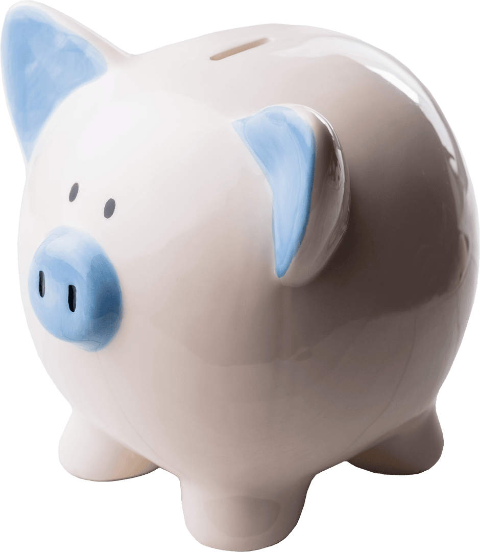 White Piggy Bank on Transparent Background for Savings Concept
