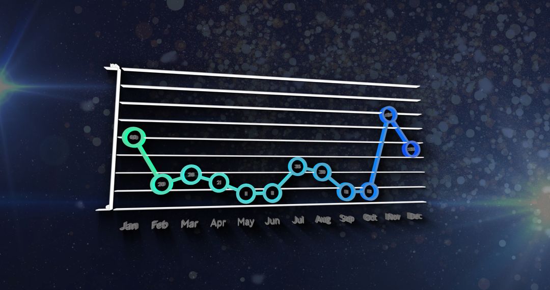 Futuristic Line Chart with Starry Background and Flare Effects