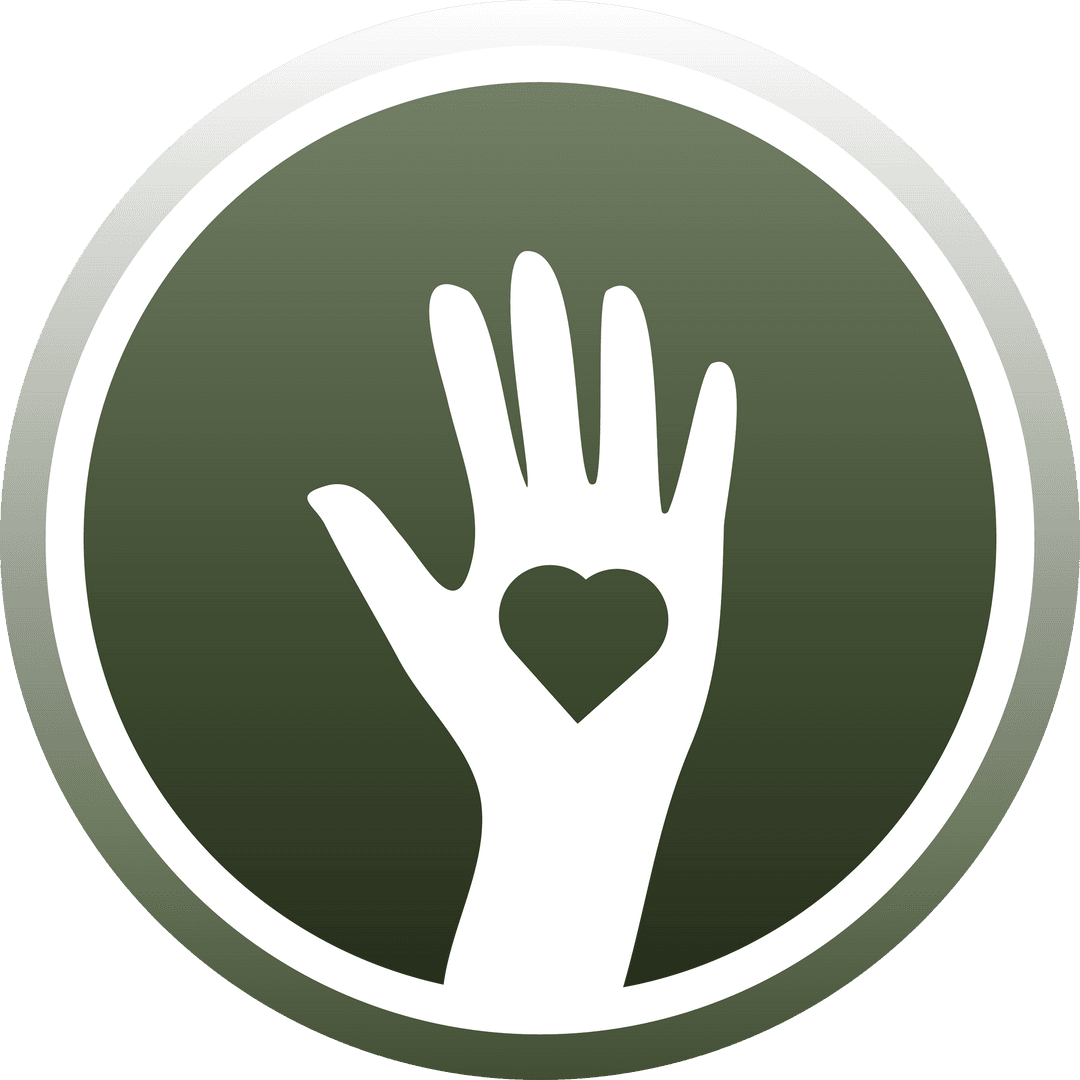 Transparent Hand with Heart Symbol Isolated on Green Circle