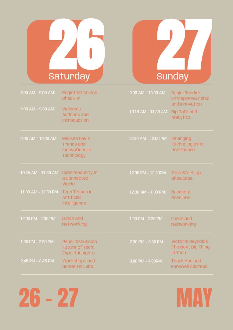 Two-day Conference Schedule for Innovation and Technology - Download Free Stock Templates Pikwizard.com