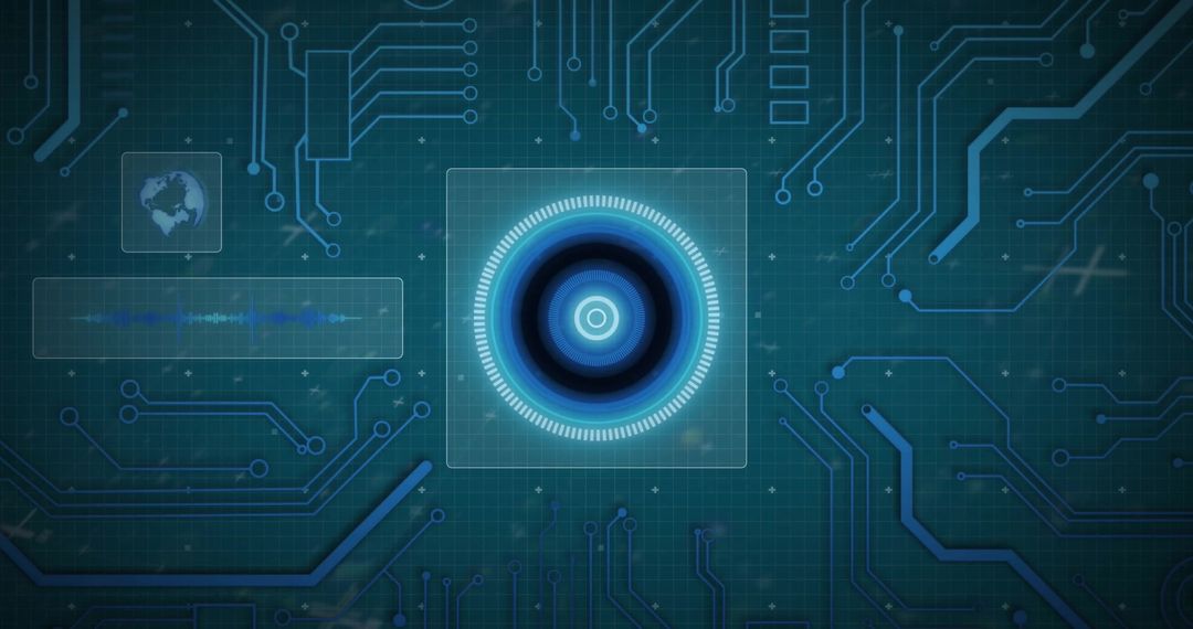 Futuristic Circuit Board with Global Data Connectivity