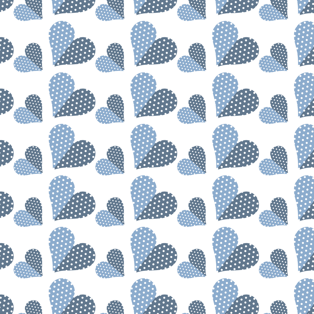 Blue Heart Pattern on Transparent Background for Valentine's Day