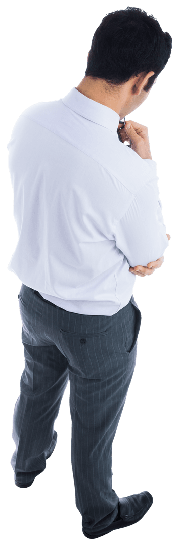 Back View of Biracial Businessman on Transparent Background