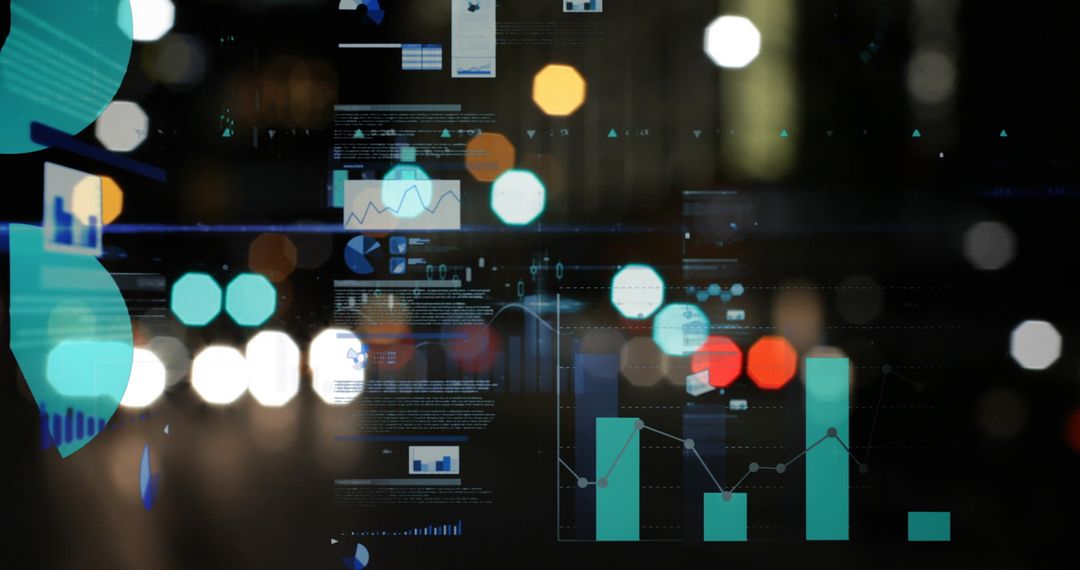 Abstract Data Processing with Cityscape Lights Overlay