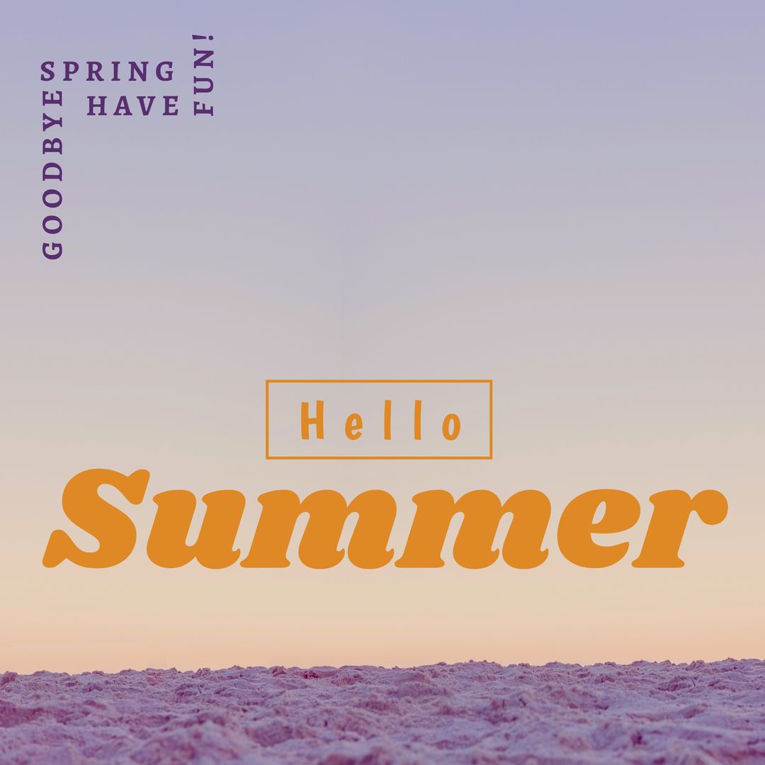 Goodbye Spring, Hello Summer Text on Serene Beach Background - Download Free Stock Templates Pikwizard.com