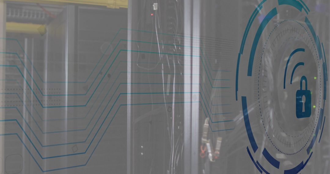 Cyber Security Concept with Padlock and Data Processing