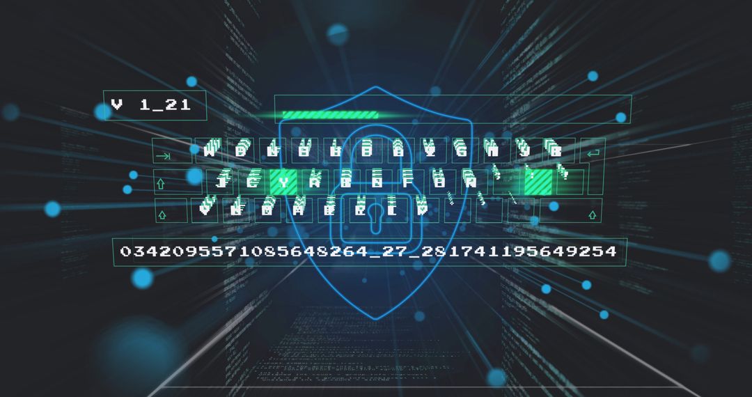 Cybersecurity Digital Encryption Concept with Shield