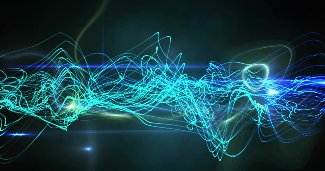 Abstract Neon Waves on Black Background