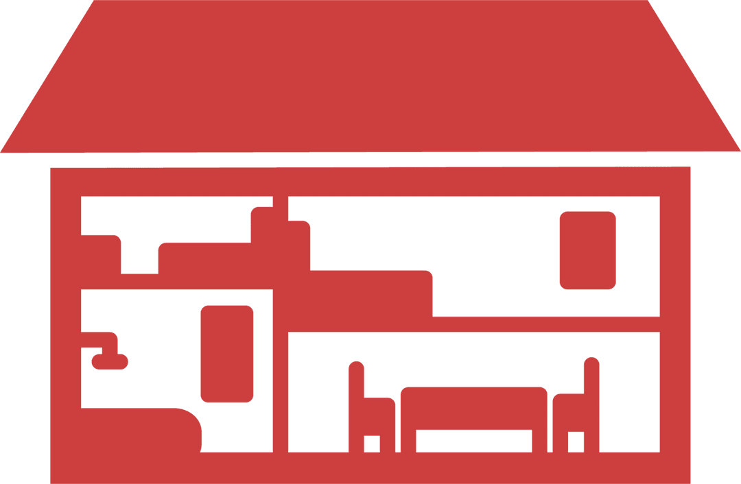 Red House Blueprint Icons on Transparent Background