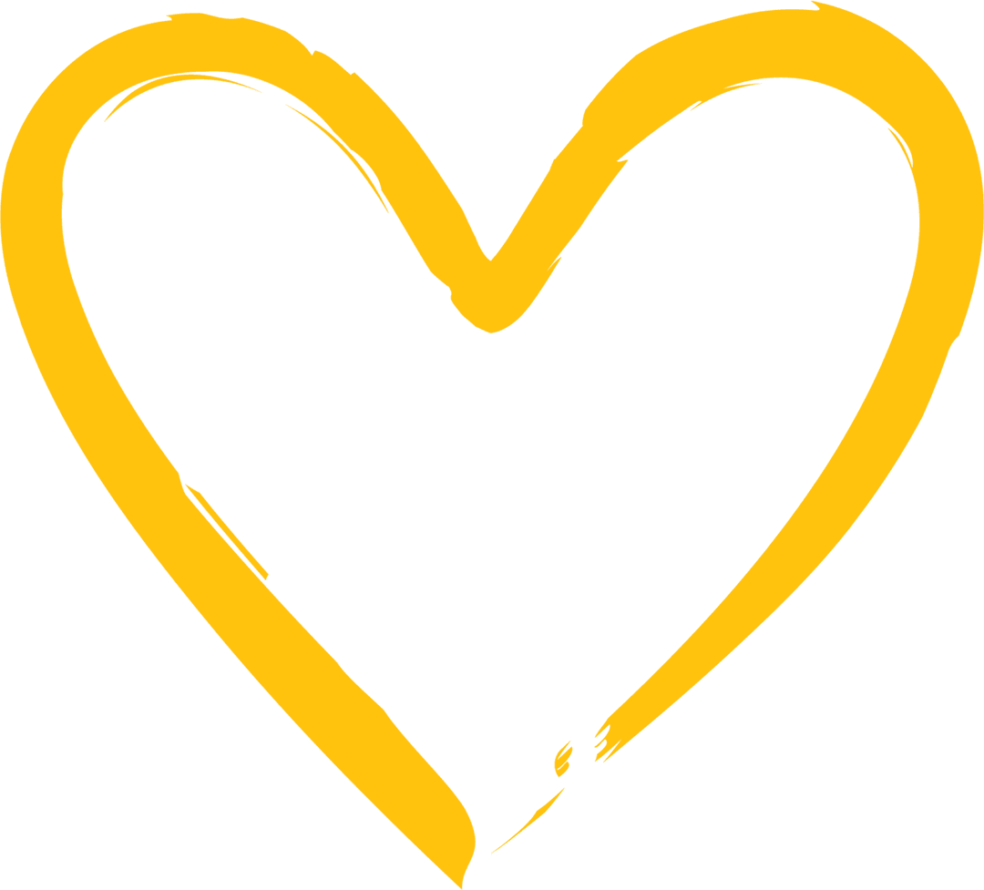 Yellow Heart Digital Illustration on Transparent Background for Valentine's Day