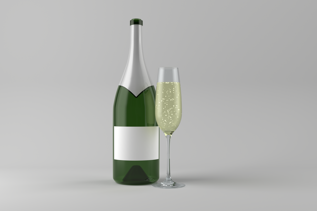 Transparent Champagne Bottle with Glass 3D Illustration for Party Celebrations - Download Free Stock Images Pikwizard.com