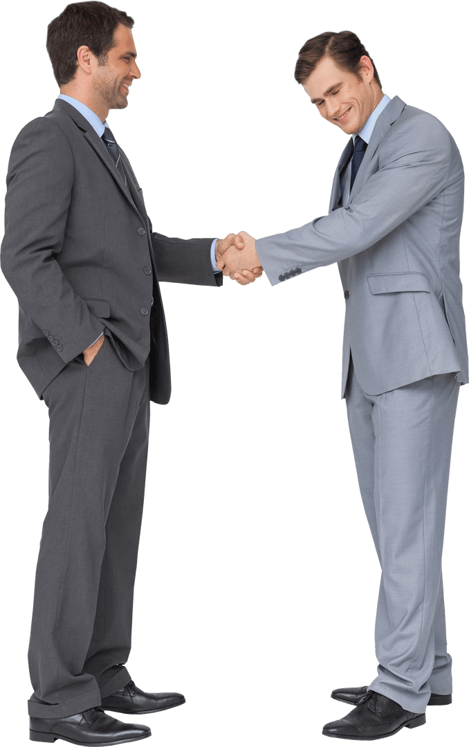 Two Businessmen Shaking Hands on Transparent Background