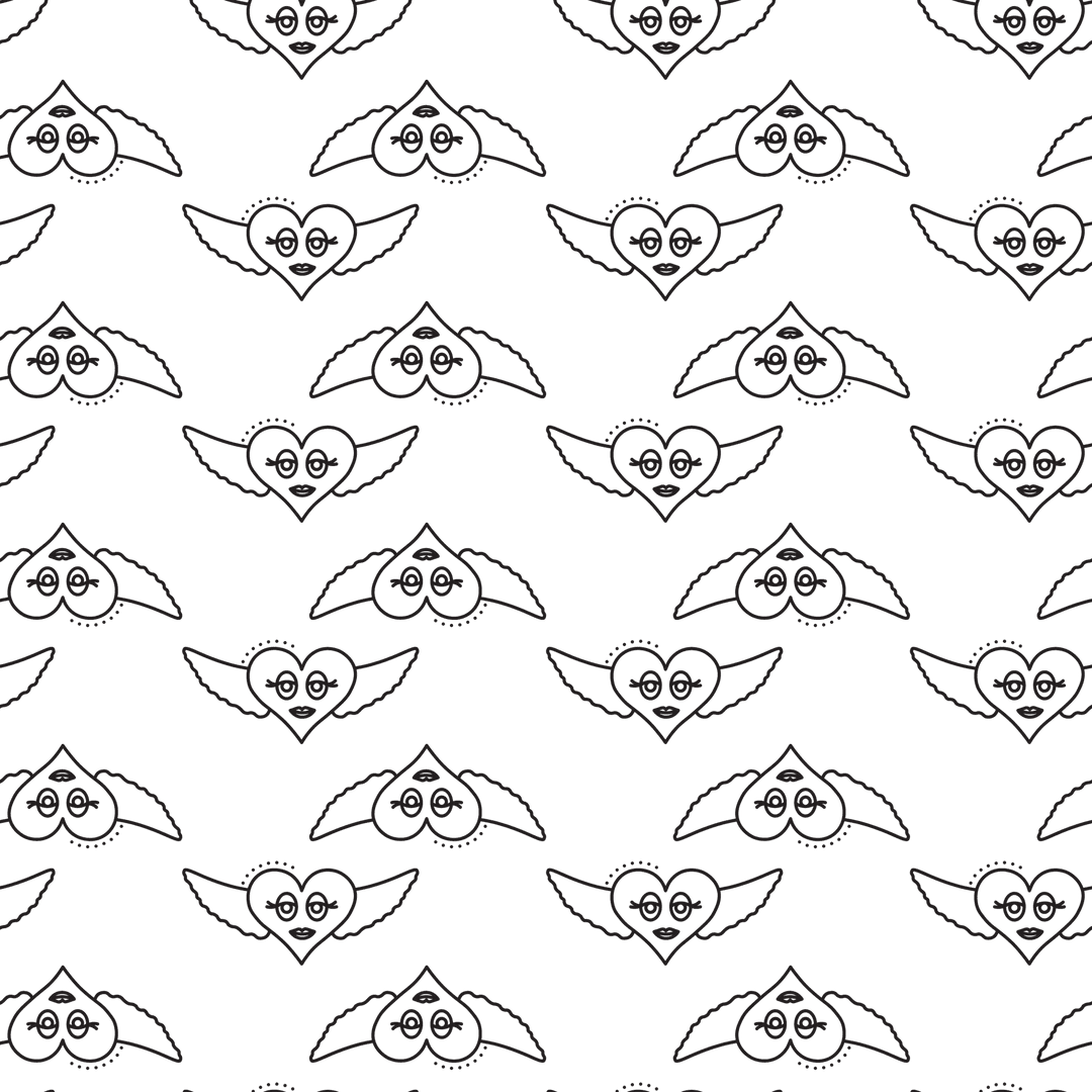 Black Heart and Wings Transparent Background Vector for Valentine's Day