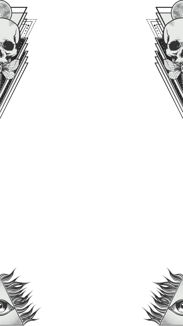 Gothic Occult Design with Skulls on Transparent Background