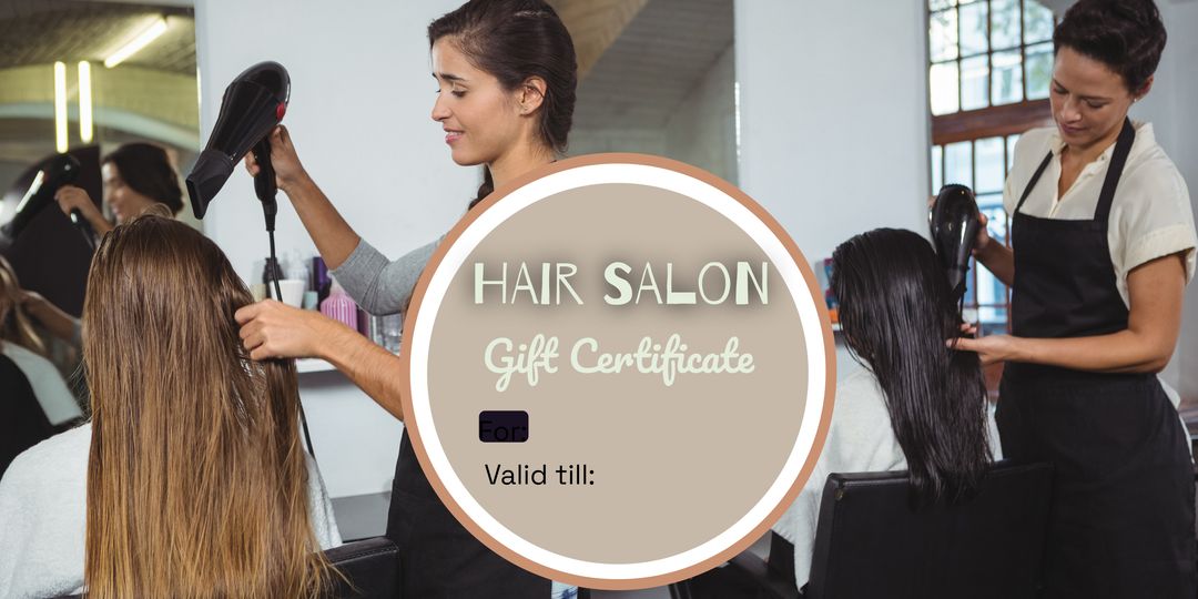 Diverse Hairdressers Styling Female Clients with Hair Salon Gift Certificate - Download Free Stock Templates Pikwizard.com