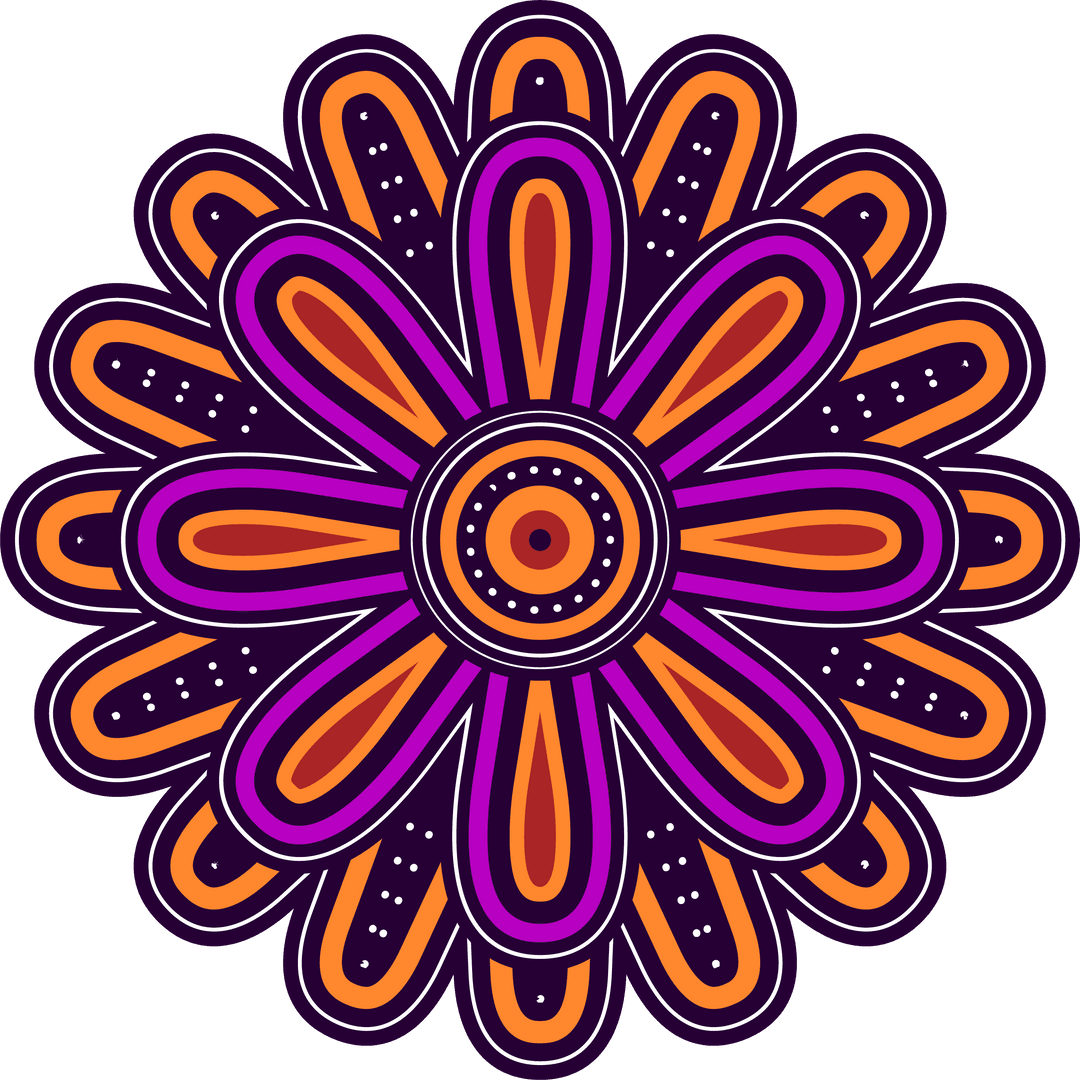 Colorful Geometric Mandala with Symmetrical Pattern on Transparent Background