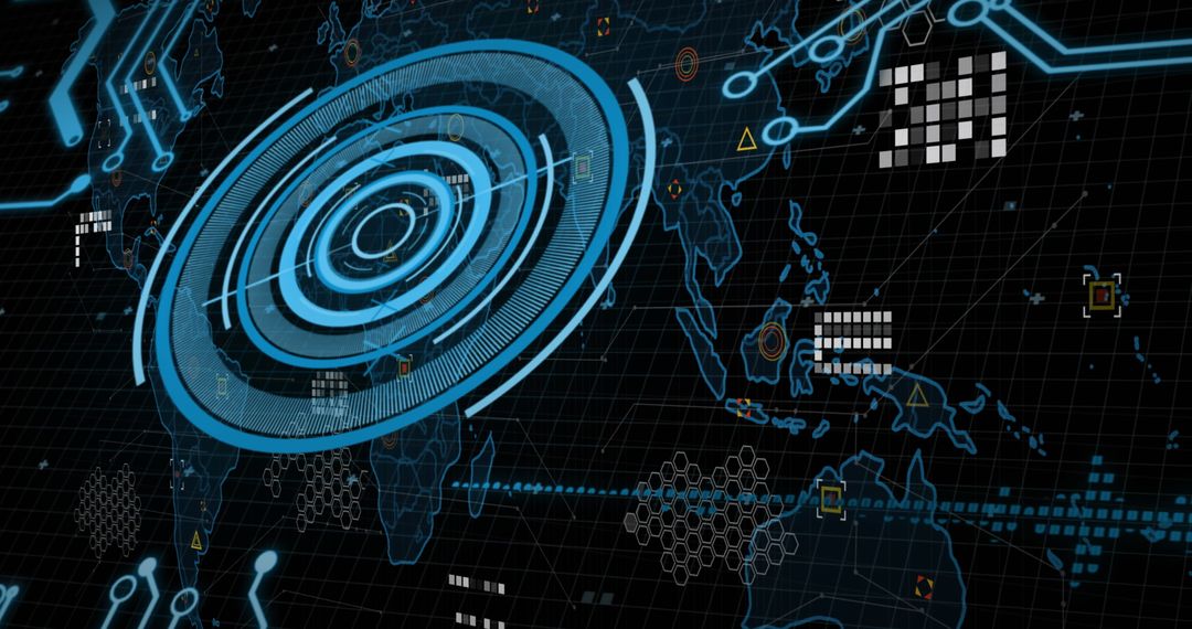 Futuristic Global Digital Interface with Data Elements