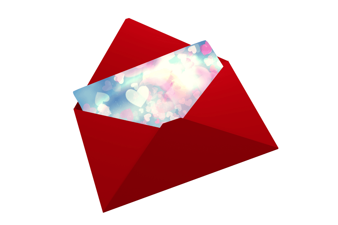 Festive Red Envelope with Transparent Love Themed Card