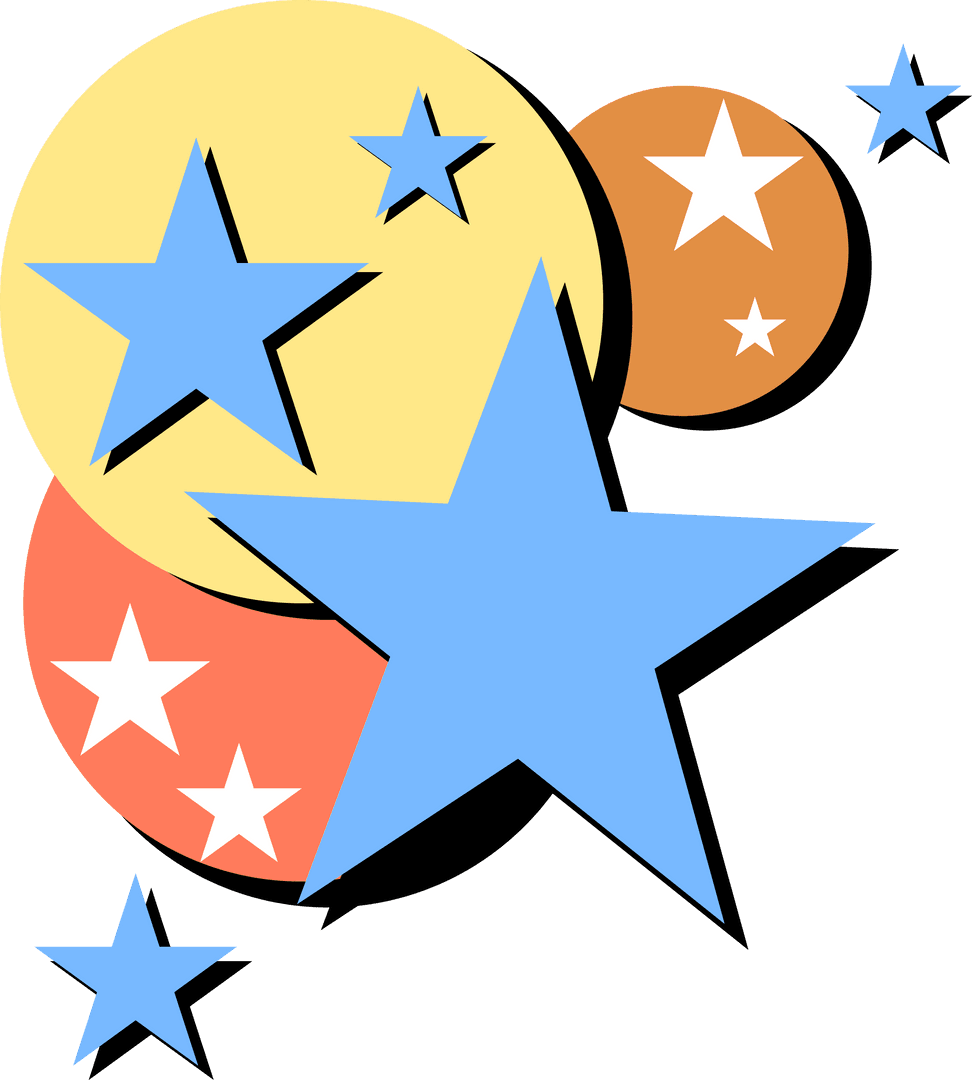 Vibrant Abstract with Colorful Stars on Transparent Background