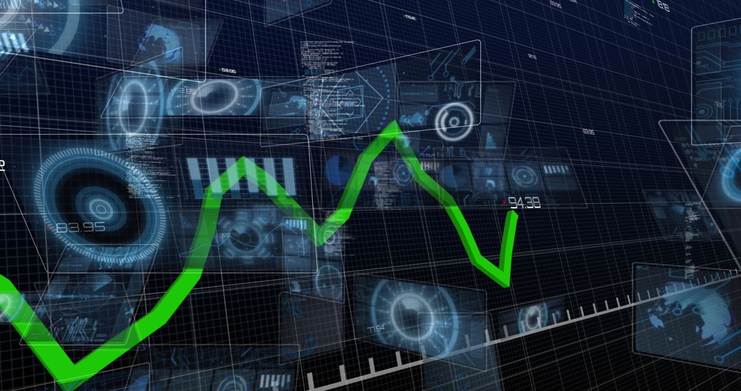 Futuristic Digital Graph Displaying Financial Growth Dynamics