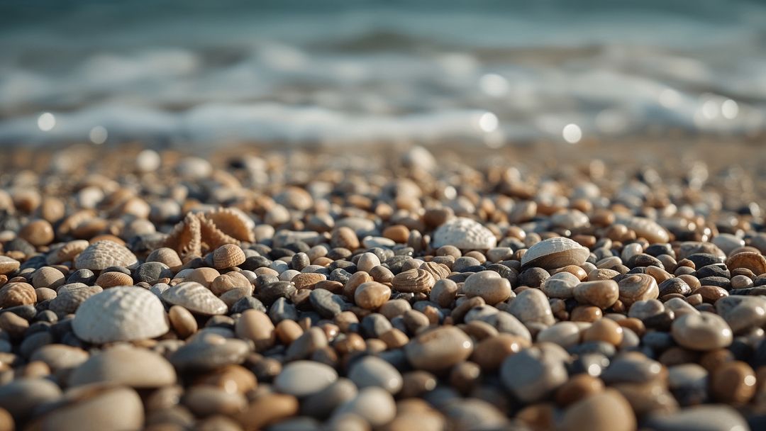 Serene Pebble and Seashell Beachscape with Starfish Fragment