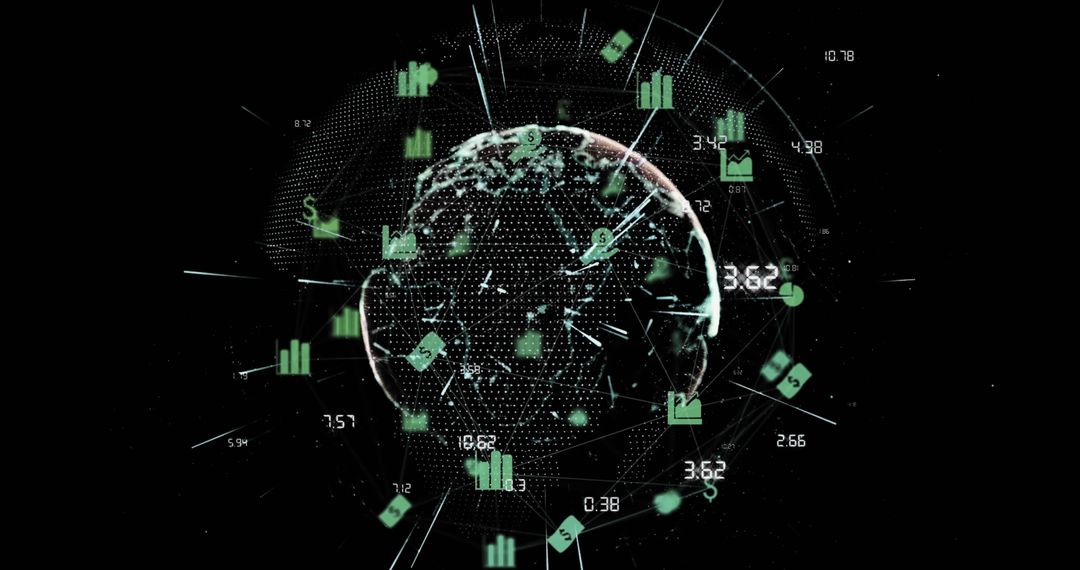 Global Digital Network Over Futuristic Rotating Globe