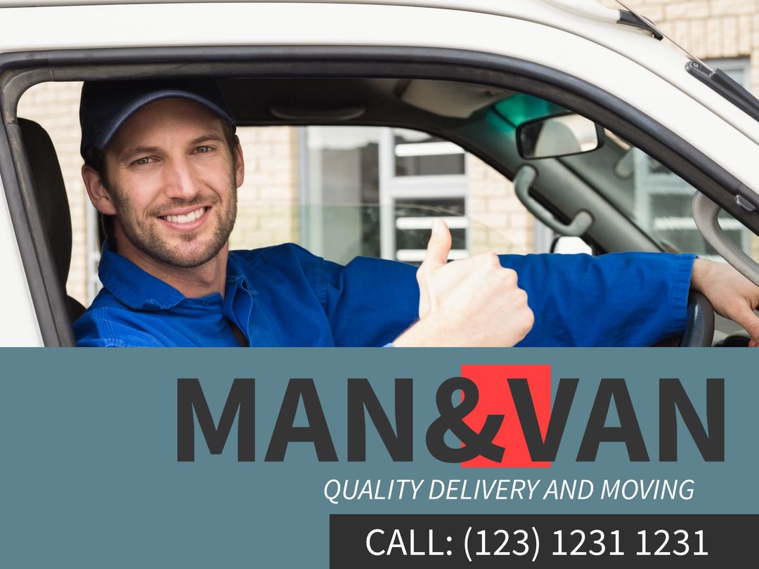 Friendly Van Driver Promoting Reliable Moving Services