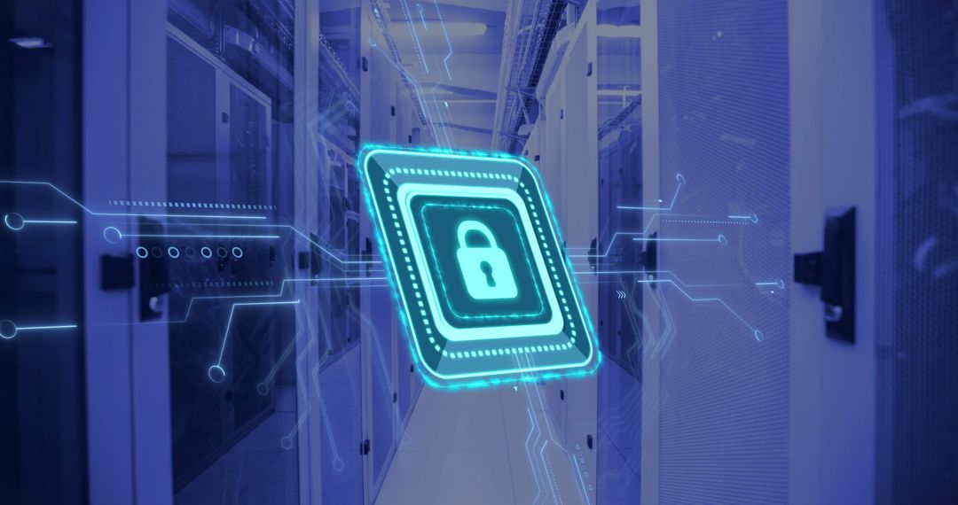 Digital Cybersecurity Concept with Virtual Lock Overlay