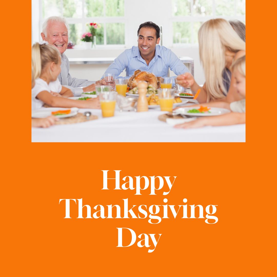 Happy Family Celebrating Thanksgiving Around Dinner Table