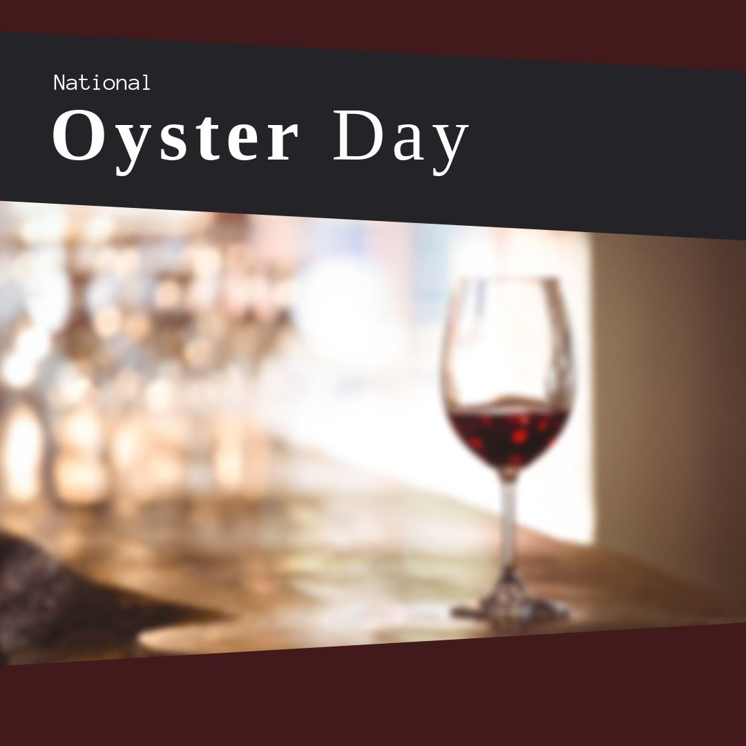 Image of national oyster day over black label and glass of red wine - Download Free Stock Templates Pikwizard.com