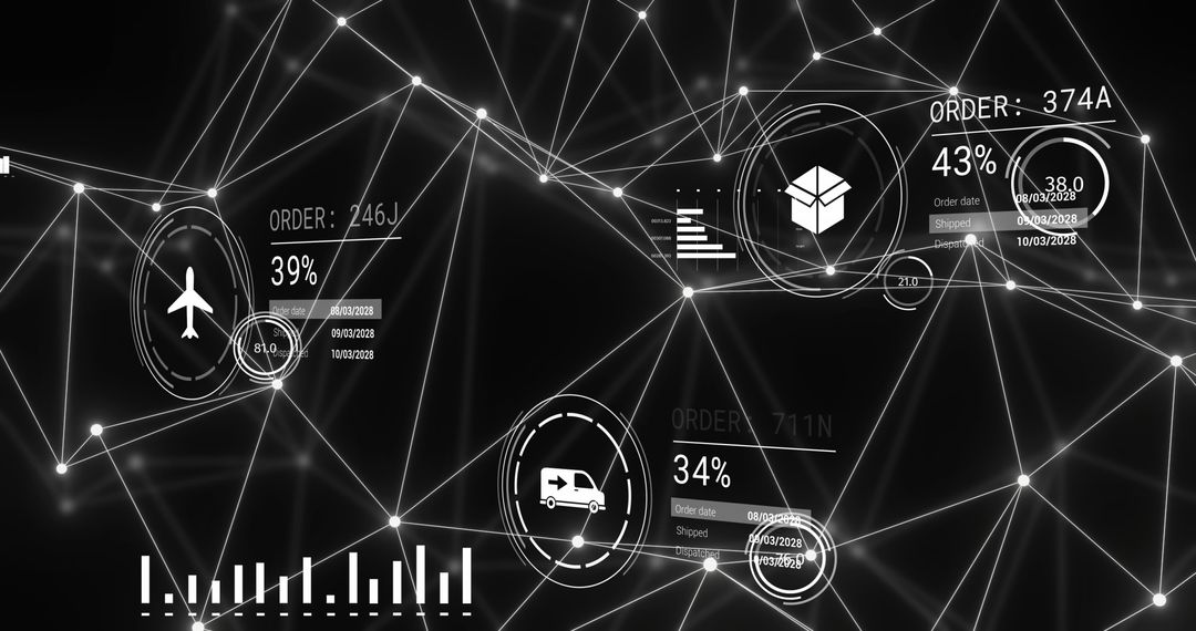 Abstract digital network with data interface elements