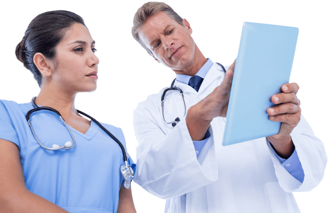 Doctors Using Transparent Tablet for Medical Discussions